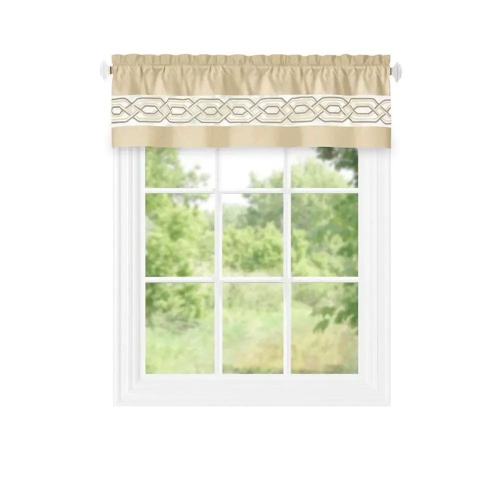 PowerSellerUSA Sleek & Clean Minimalist Embroidered Two-Tone Window Curtain